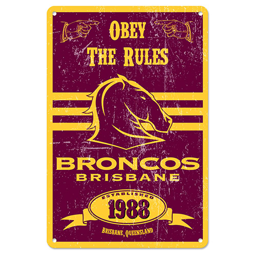 NRL Brisbane Broncos Retro Metal Sign