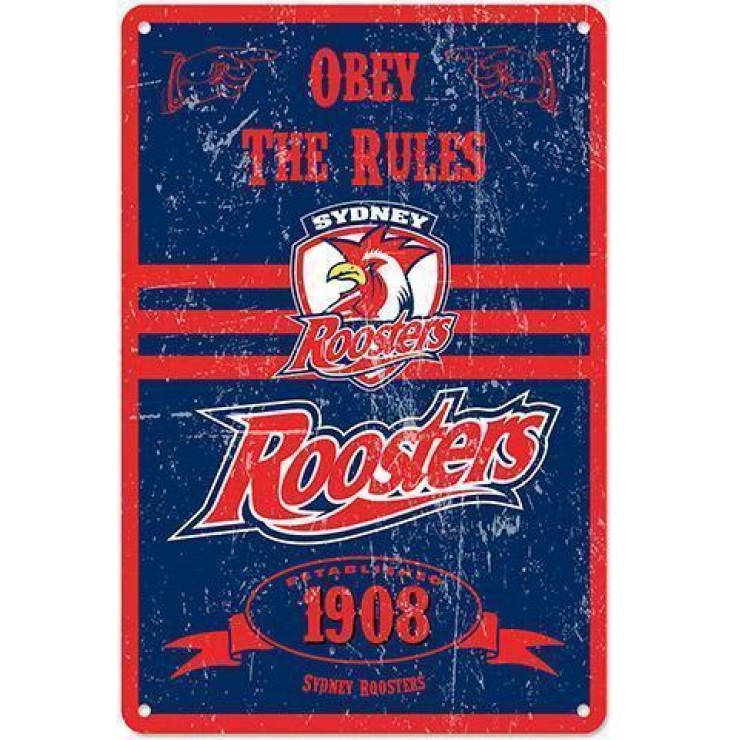 NRL Sydney Roosters Retro Metal Sign
