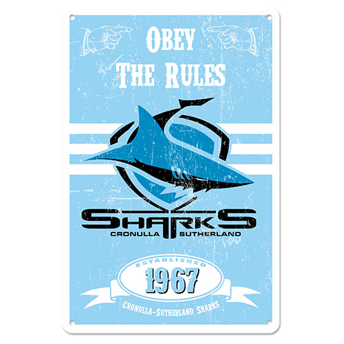 NRL Cronulla-Sutherland Sharks Retro Metal Sign