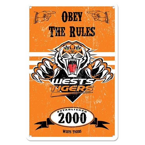 NRL Wests Tigers Retro Metal Sign