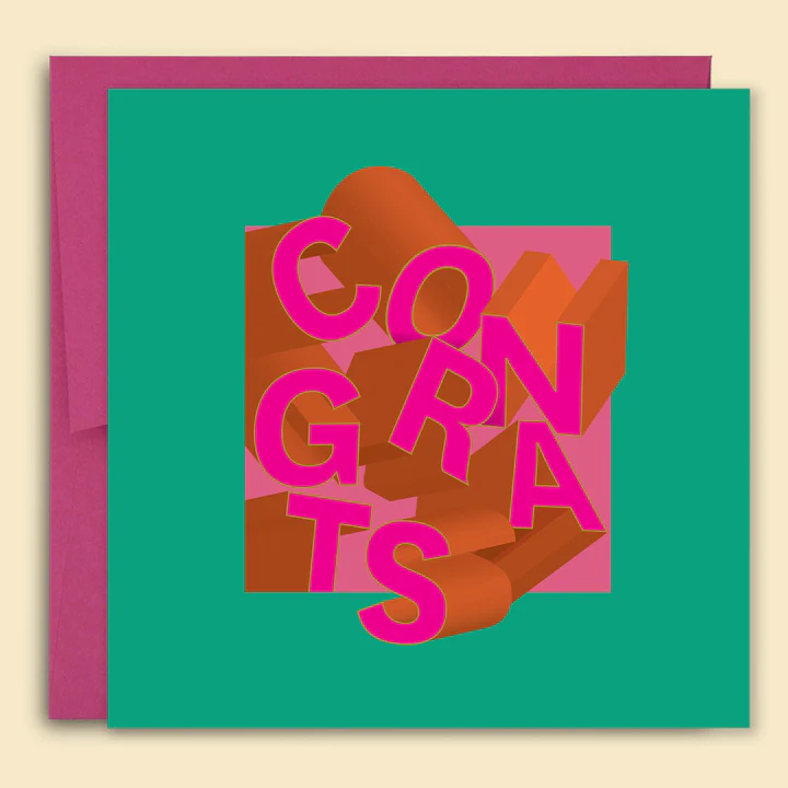 Dimensional Congrats Hot Pink Card - Papernest Designs