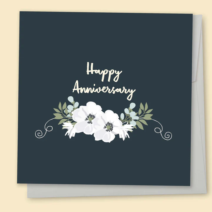 Happy Anniversary Floral B&W Card - Papernest Designs