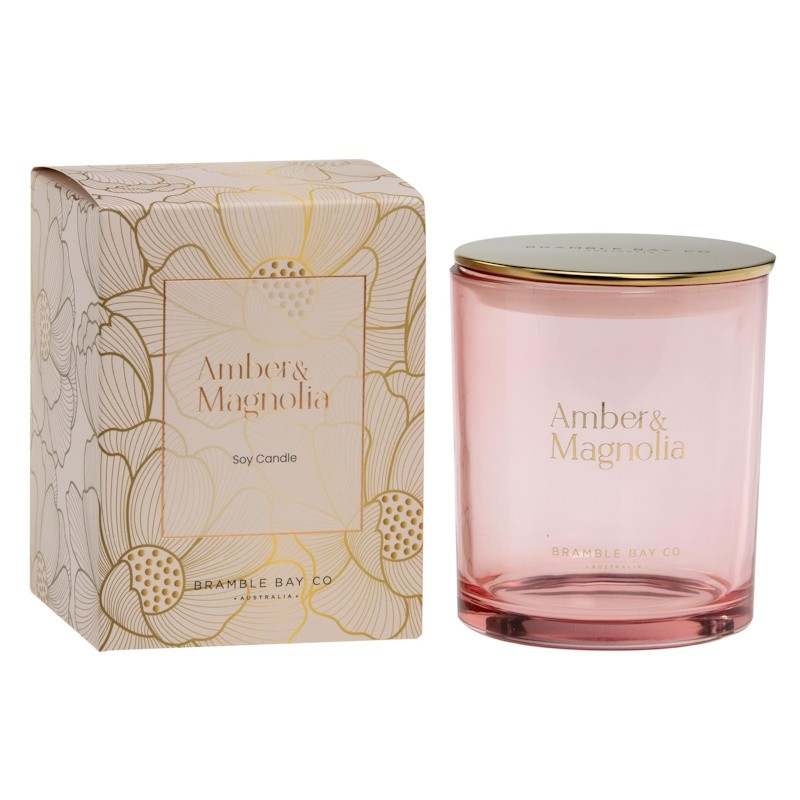 Elegance Amber & Magnolia Soy Candle - Bramble Bay Co