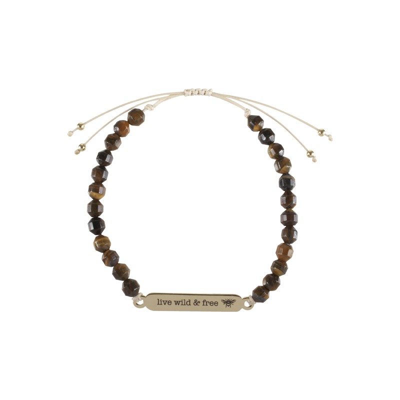 Beautiful Bee's Gold Plated Tiger Eye Beaded Bracelet - Artique