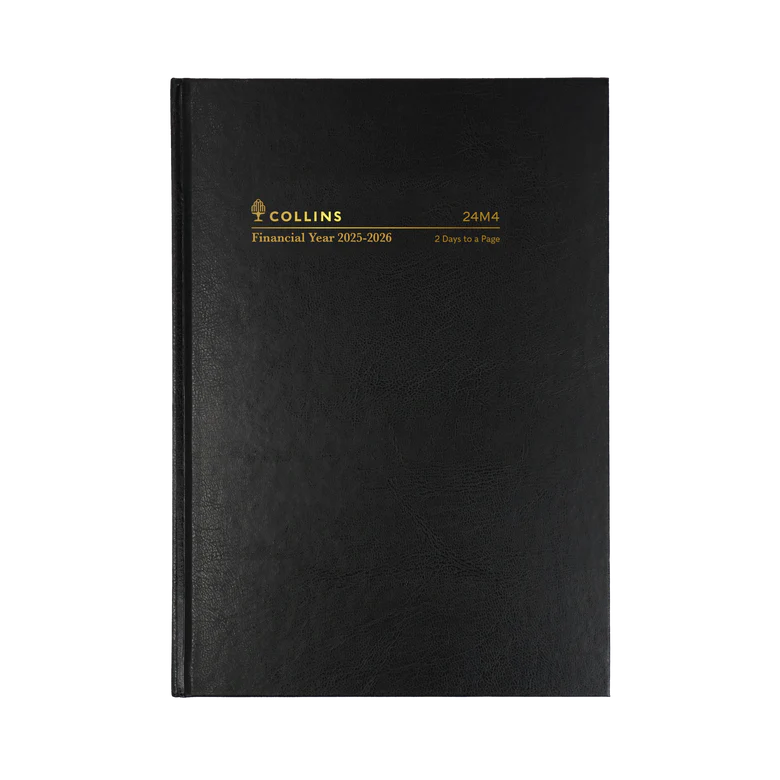 2025-2026 Financial Year Diary - Collins A4 2-Days-To-A-Page (2DTP) Black
