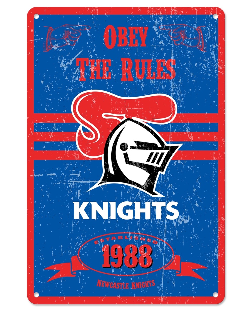 NRL Newcastle Knights Retro Metal Sign