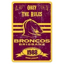 NRL Brisbane Broncos Retro Metal Sign