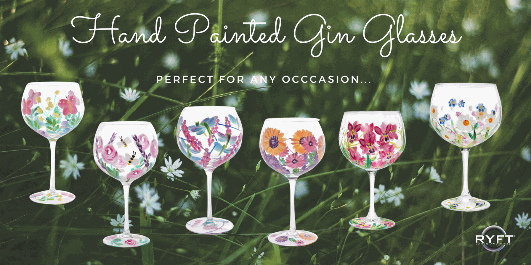 Hand Painted Gin Glasses Banner Ryft