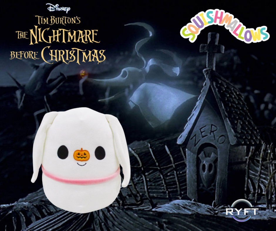 Squishmallows 10" Nightmare Before Christmas- Zero The Ghostly Dog