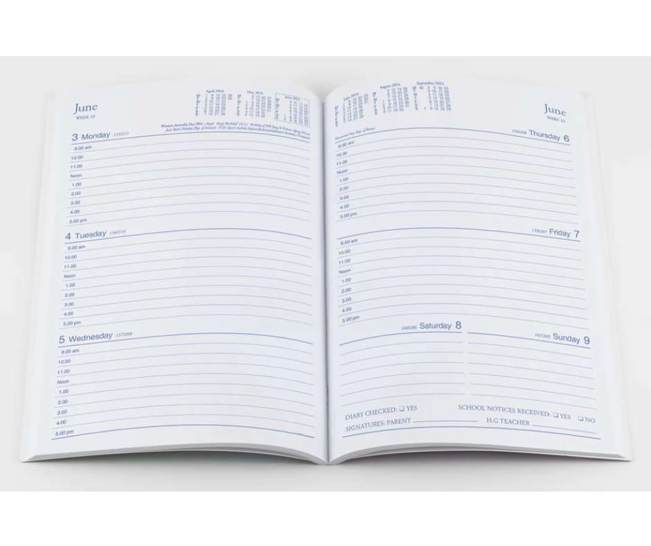 Collins Colplan Student 2024 Diary - A5 Week to View Blue (Perfect Bound)