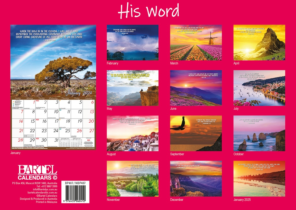 His Word Big Print 2024 Calendar