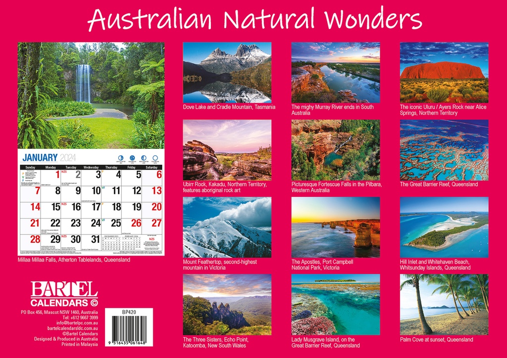 Australian Natural Wonders Big Print 2024 Calendar