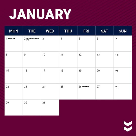 NRL Manly Warringah Sea Eagles 2024 Calendar