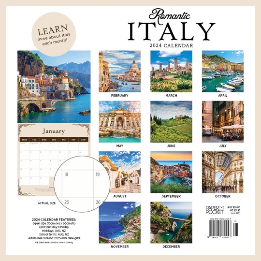Romantic Italy 2024 Calendar