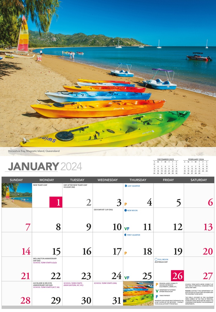 Australian Beaches 2024 Calendar