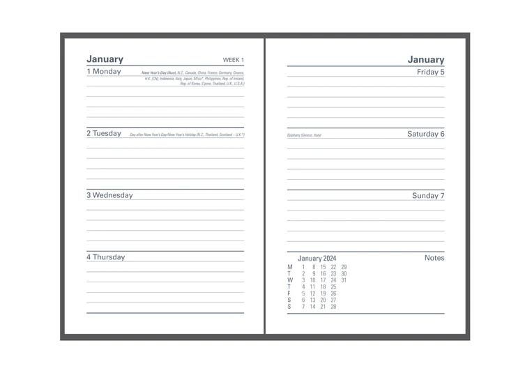 Collins Financial Year 2023/24 Diary A6 Week To View Black Vinyl FSC MIX70%
