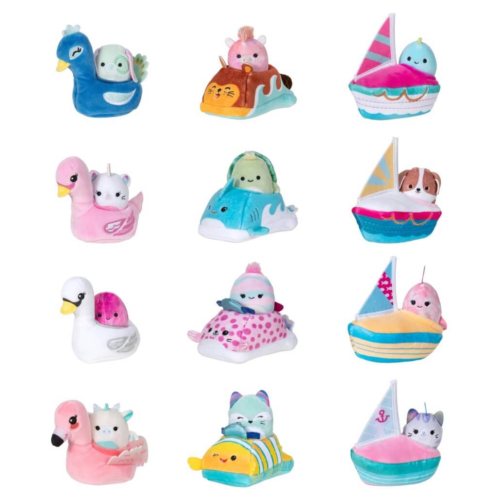 Squishmallows Squishville Mini Plush in Vehicle - Dino and Boat