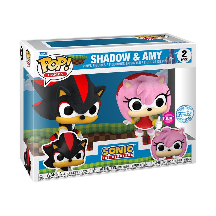 Sonic - Shadow & Amy Rose US Exclusive Flocked Funko Pop! Vinyl Figure 2-Pack