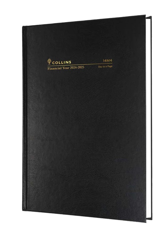 Collins Financial Year Diary 2024-2025 A4 Day to a Page (Black)