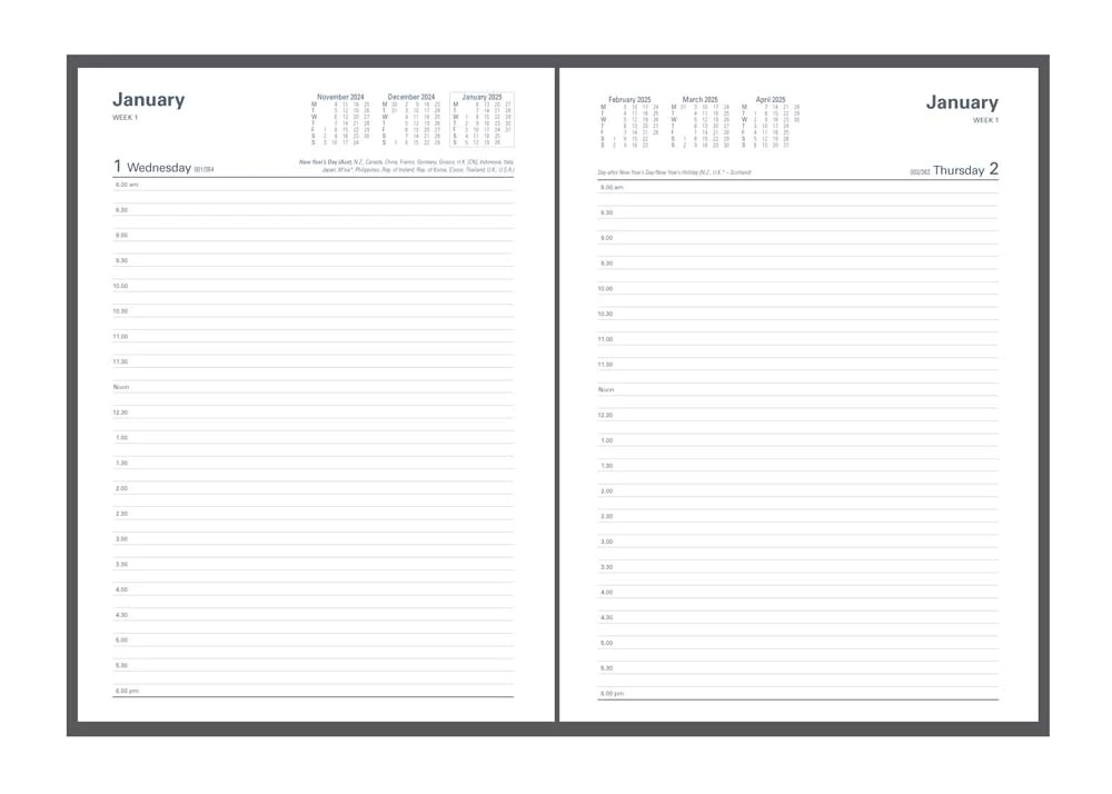 Collins Financial Year Diary 2024-2025 A4 Day to a Page (Black)