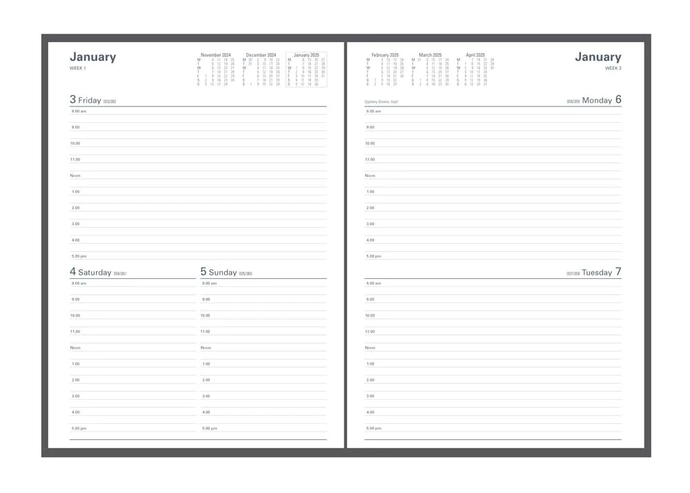 Collins Financial Year Diary 2024-2025 A4 2 Days to a Page (Black)
