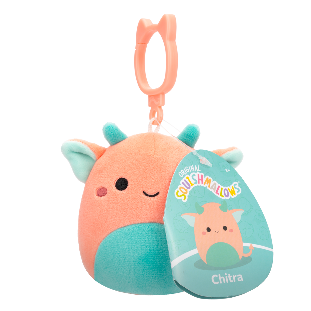Chitra the Pink and Aqua Goblin 3.5 inch Squishmallows Clip-On Wave 20 Asst A