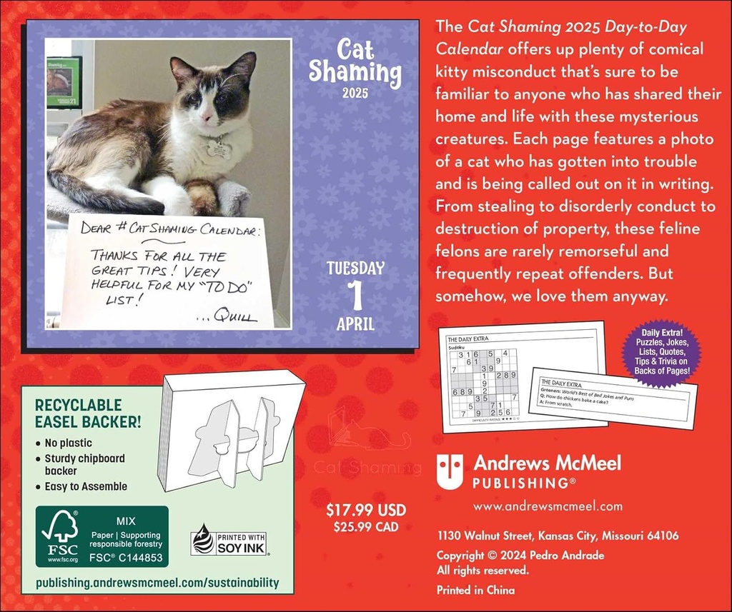 Cat Shaming 2025 Day-to-Day Boxed Calendar
