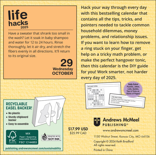 Life Hacks 2025 Day-to-Day Boxed Calendar