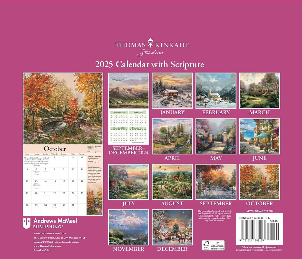Thomas Kinkade Special Collector's Edition (with Scripture) 2025 Deluxe Calendar