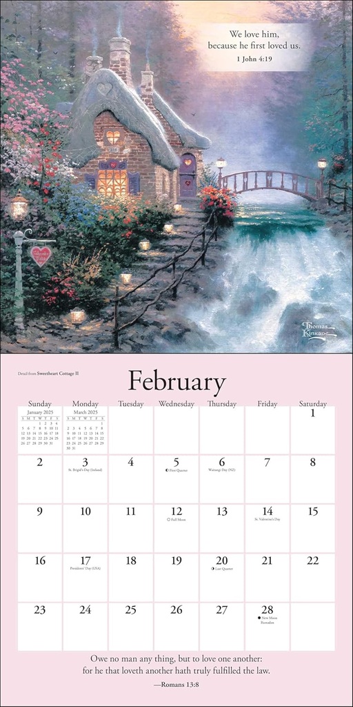 Thomas Kinkade Gardens of Grace (with Scripture) 2025 Square Calendar