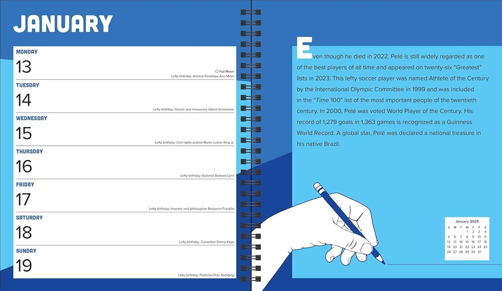 Left-Hander's 12-Month 2025 Weekly Planner