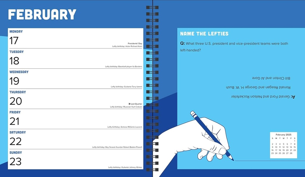Left-Hander's 12-Month 2025 Weekly Planner