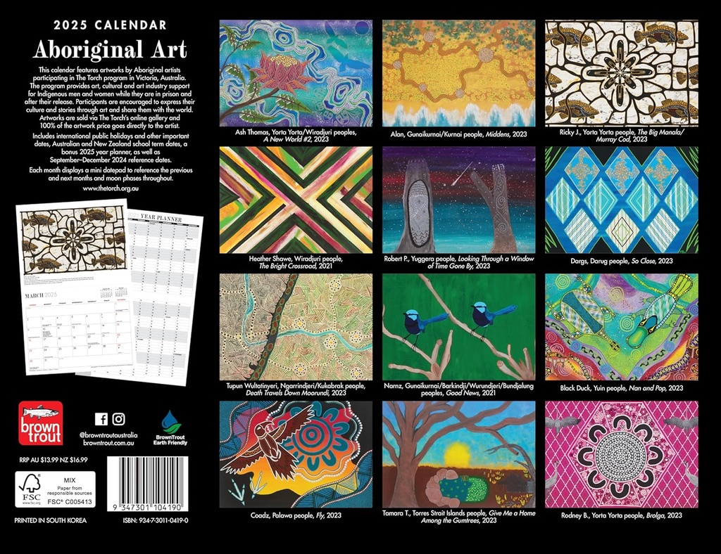 Aboriginal Art 2025 Horizontal Calendar