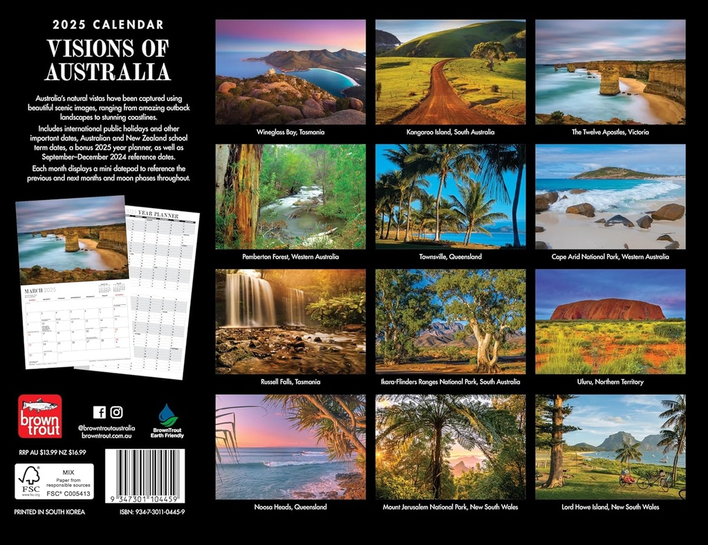 Visions of Australia 2025 Horizontal Calendar