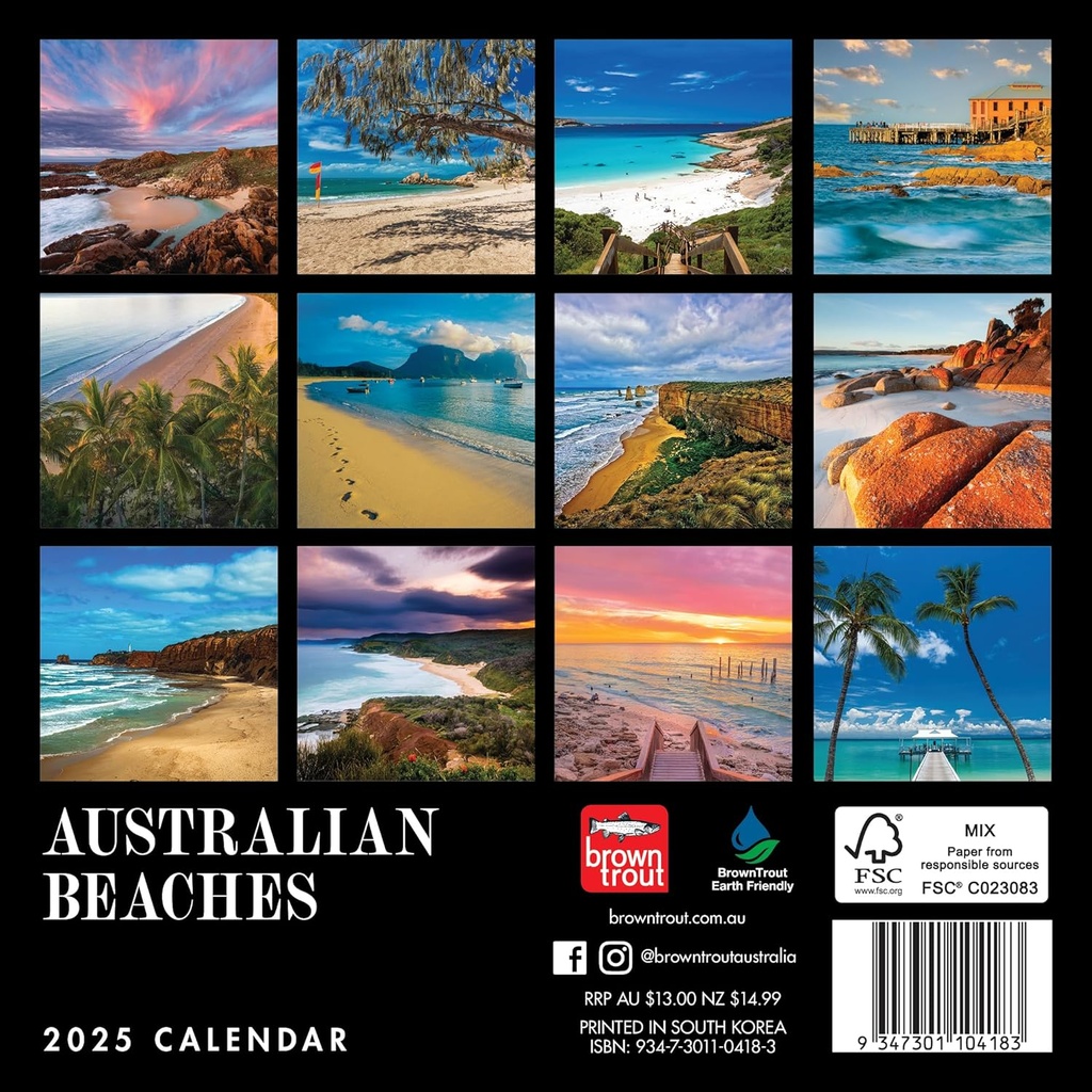 Australian Beaches 2025 Mini Calendar