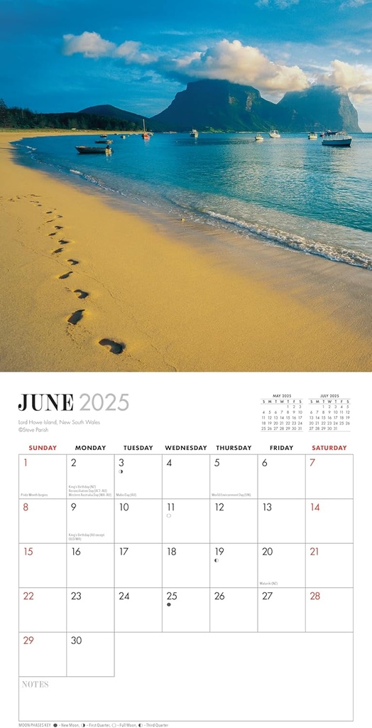 Australian Beaches 2025 Mini Calendar