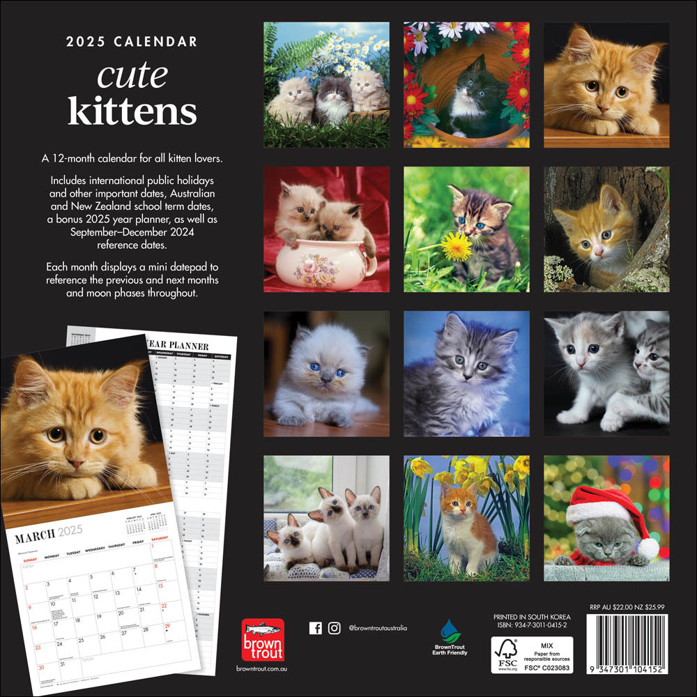 Cute Kittens 2025 Square Calendar