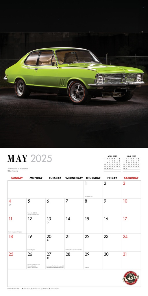 Classic Holden Cars 2025 Square Calendar