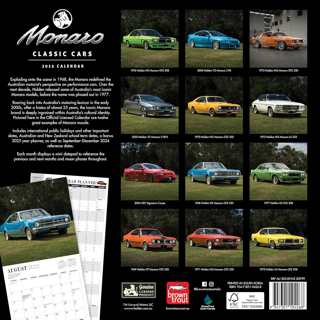 Classic Monaros 2025 Square Calendar