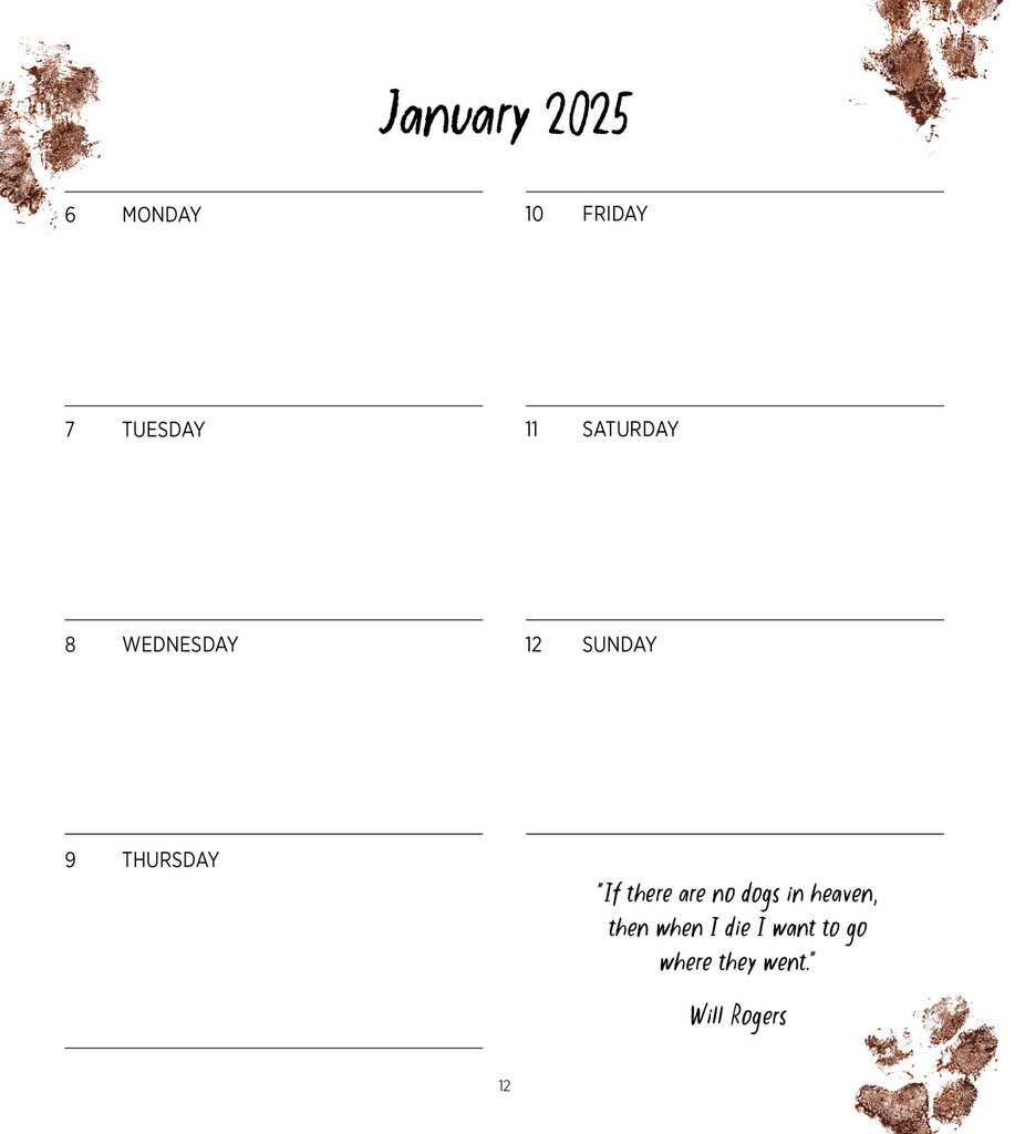 Dogs Life WTV 2025 Diary
