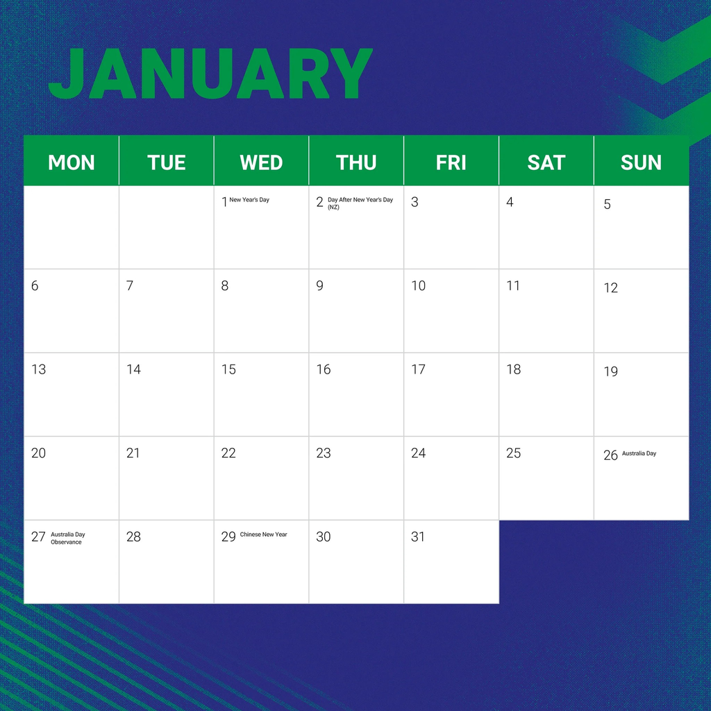 NRL New Zealand Warriors 2025 Calendar