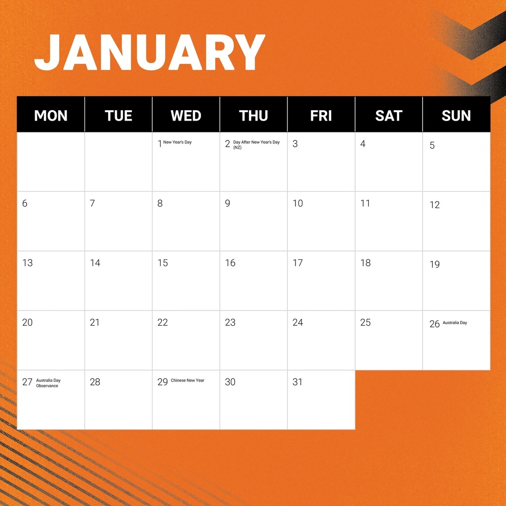 NRL Wests Tigers 2025 Calendar