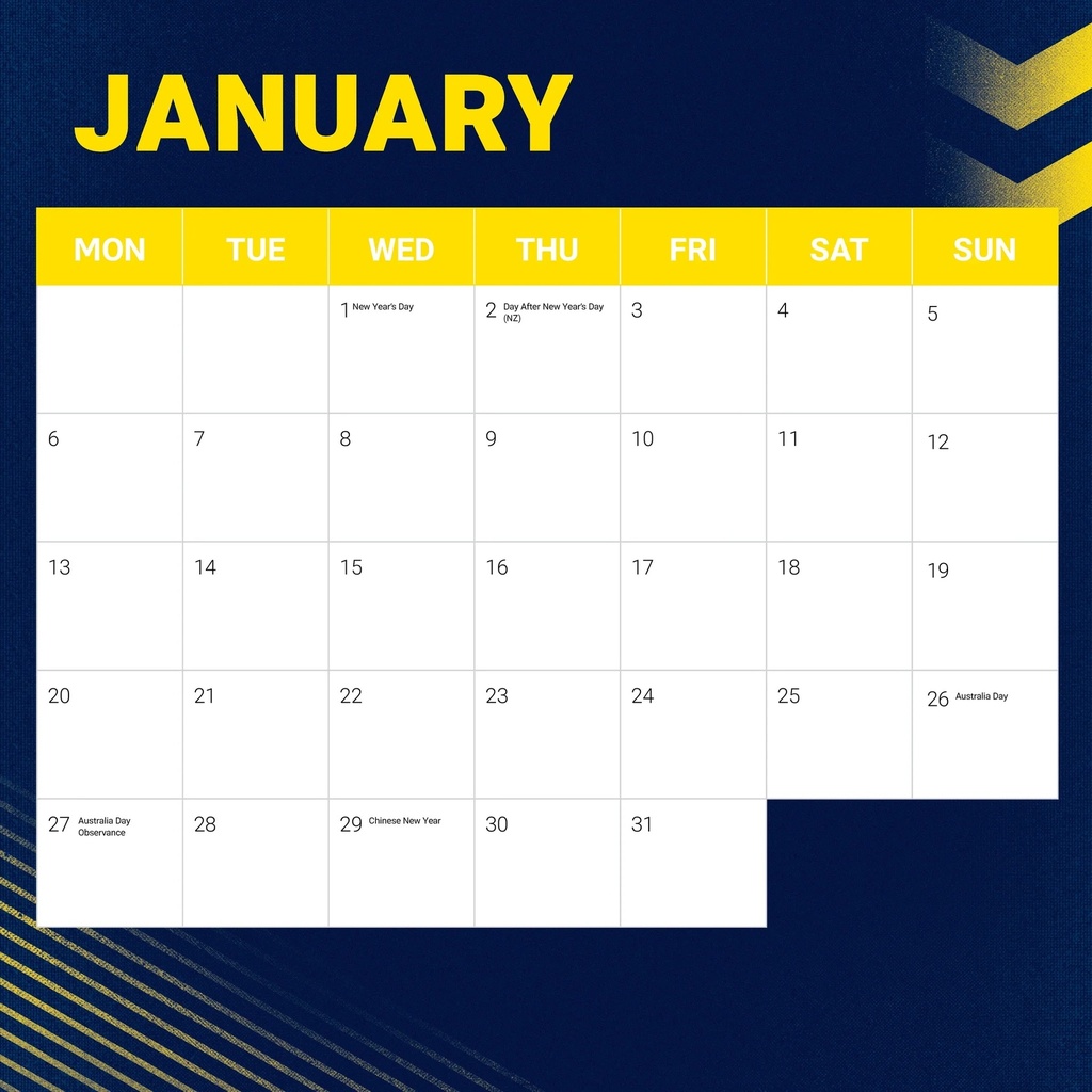 NRL North Queensland Cowboys 2025 Calendar