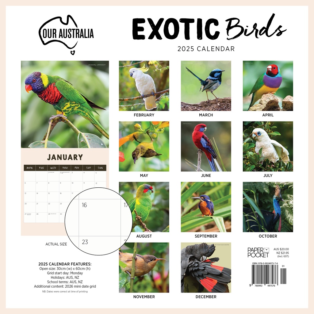 Our Australia - Exotic Birds 2025 Calendar