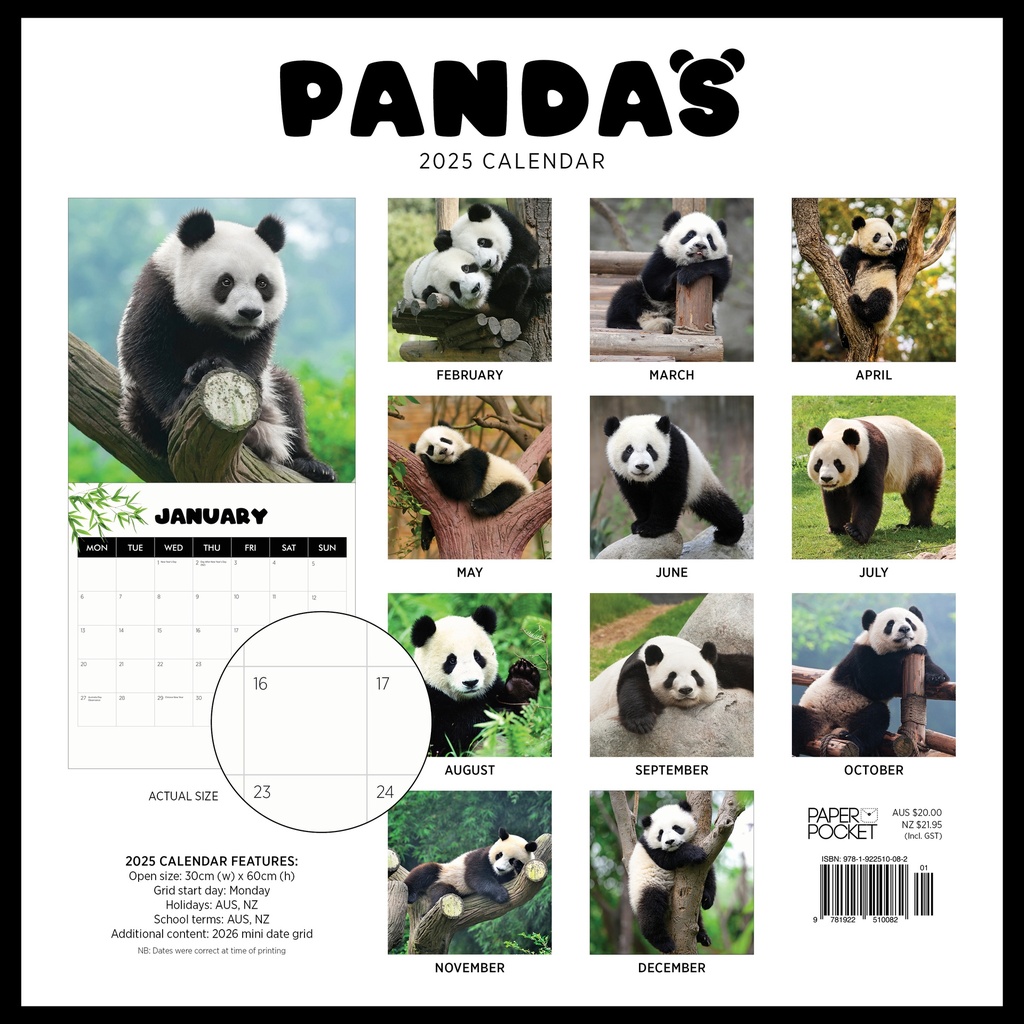 Pandas 2025 Calendar