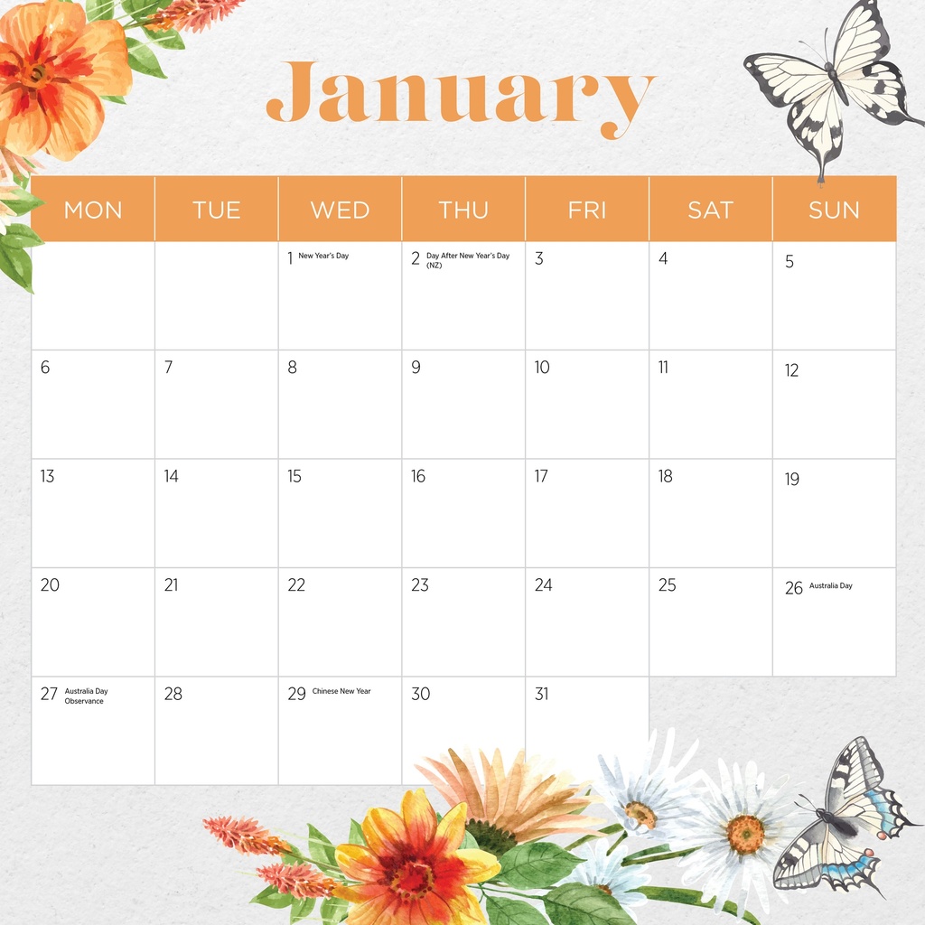 Butterflies 2025 Calendar