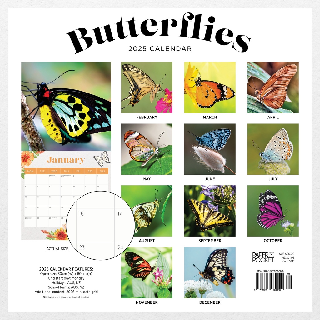 Butterflies 2025 Calendar