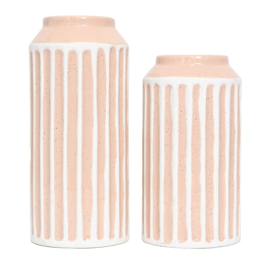 Flourish Peach Stripe Large Vase - Splosh (S&L Side))