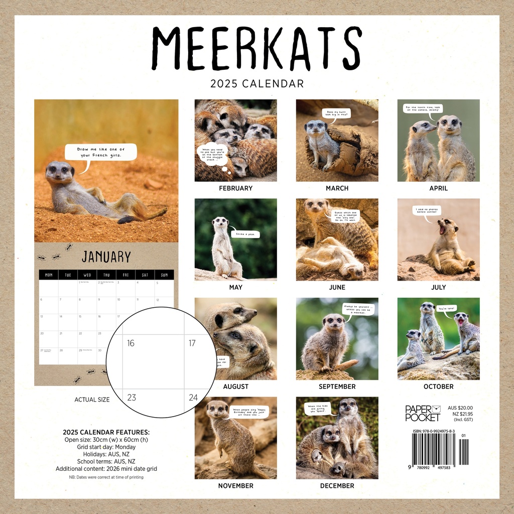 Meerkats 2025 Calendar