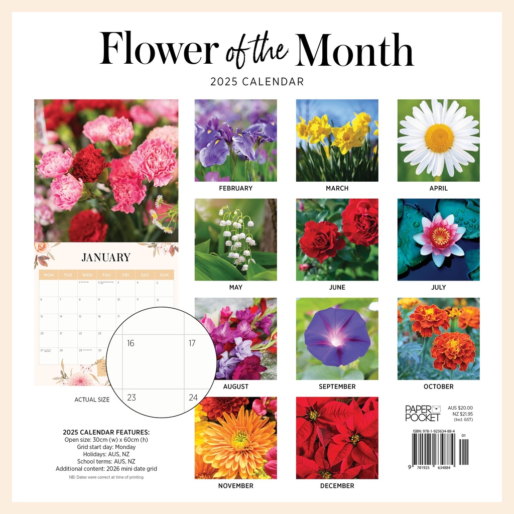 Flower of the Month 2025 Calendar